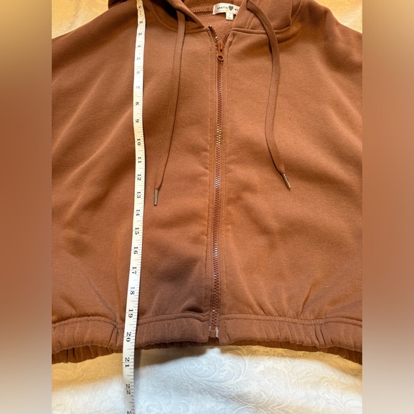 Stella Viva Cropped Full Zip Brown Hoodie Woman’s XL Neutral Boho Minimalist - Picture 9 of 9